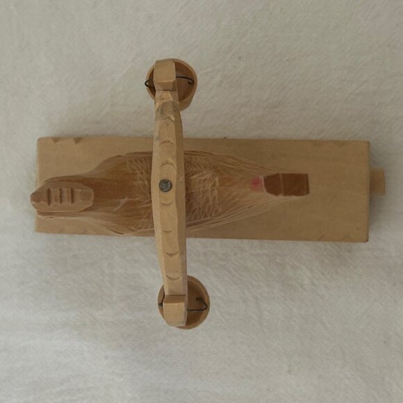 USSR Russia Wooden Hand Carved Moving Rooster Chicken with Buckets Toy - Picture 5 of 11